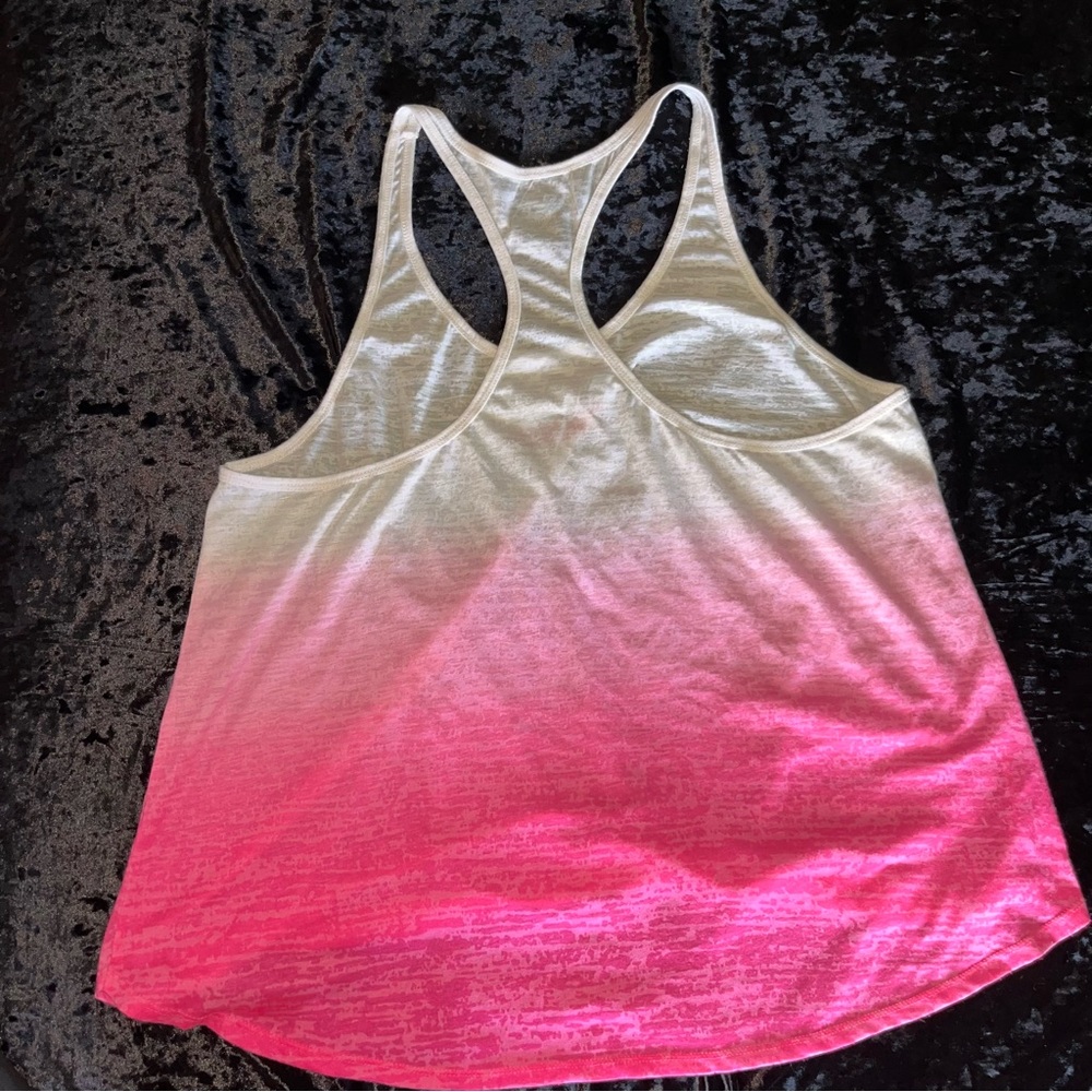 Neon Pink & White Workout Razorback Tank - Picture 2 of 2